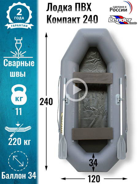 Надувная лодка ПВХ Компакт 240 натяжное дно / Leader boats - купить по ...