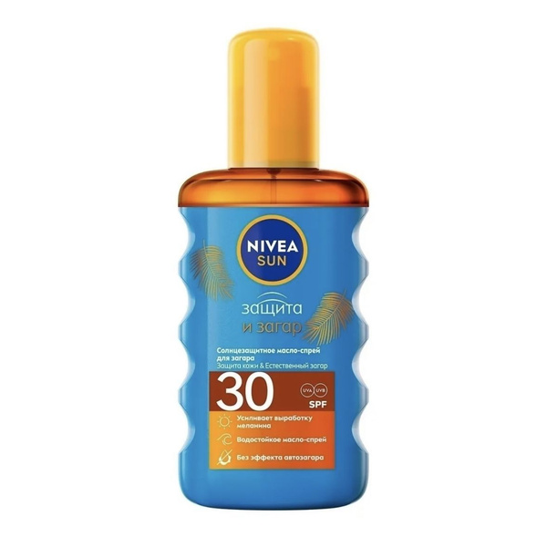 Nivea Sun Солнцезащитное масло-спрей для загара Защита и загар SPF 30 ...