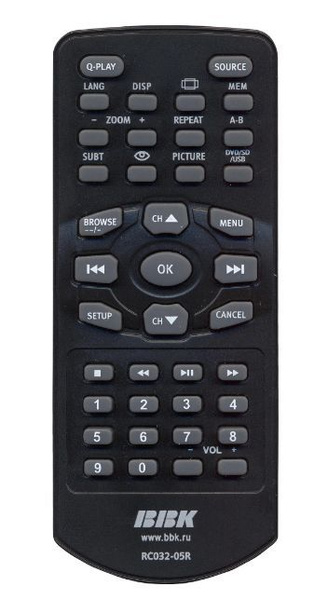 Пульт ДУ BBK Пульт RC032-05R портативный DVD+TV для TV+DVD - купить по ...