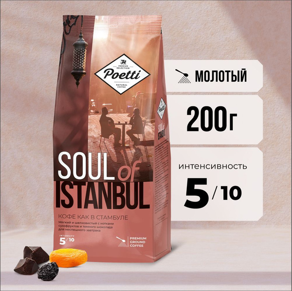 Кофе натуральный жареный молотый Poetti Soul of Istanbul, 200 г купить ...