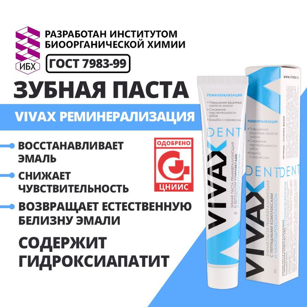 Зубная паста Vivax Реминерализация, Вивакс профилактика кариеса ...