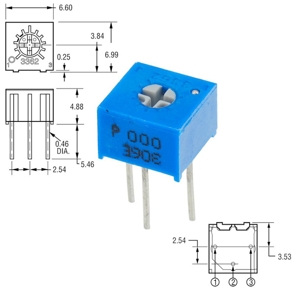 100 кОм Резистор подстроечный 3362P-1-104 (5шт) купить на OZON по ...