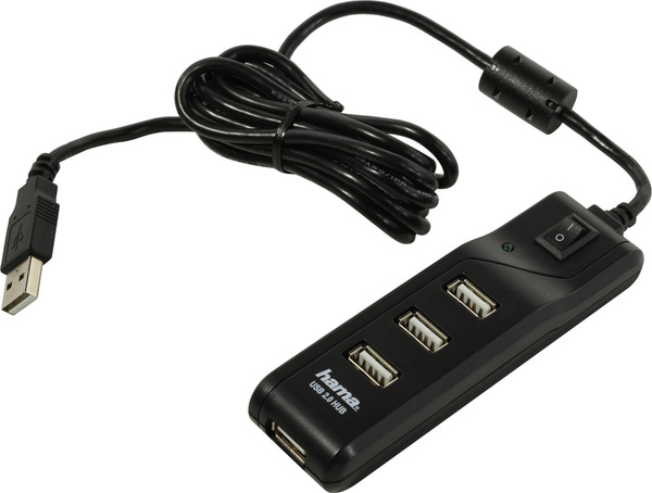 Хаб разветвитель на 4 USB 2.0 порта с с кнопкой включения/выключения ...