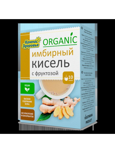 Кисель с фруктозой овсяно-льняной Имбирный, Компас Здоровья 150 гр ...