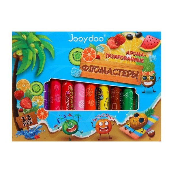 Фломастеры 12 цветов, Фрукты, ароматизированные, вентилируемый колпачок ...