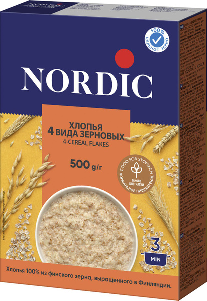 Хлопья Nordic 4 вида зерновых 500 г - купить с доставкой по выгодным ...