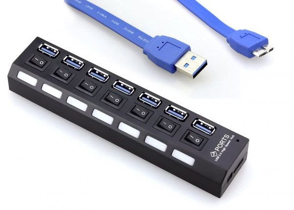 Разветвитель хаб концентратор с внешним питанием 7-port USB 3.0 SBHA ...