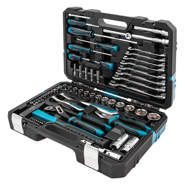 Набор инструментов с трещоткой Gross + кейс (120 зубьев,1/4", 1/2", CrV ...