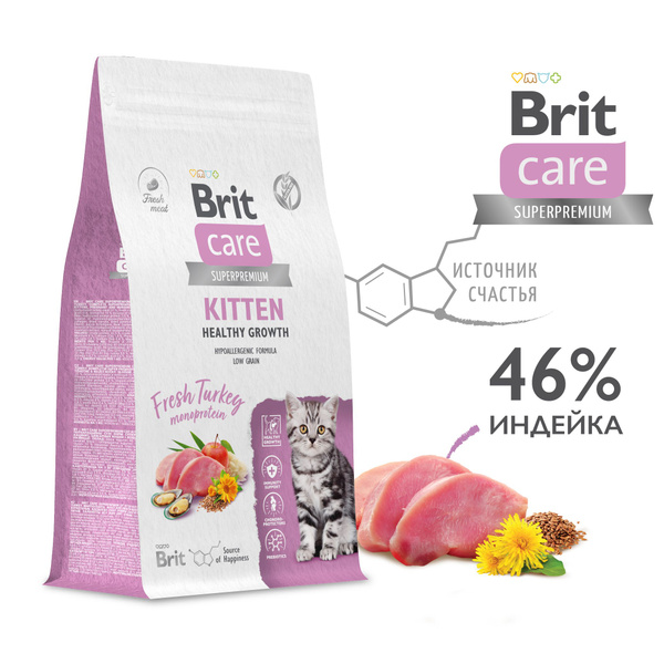 BRIT CARE, Сухой корм с индейкой для котят, беременных и кормящих кошек ...