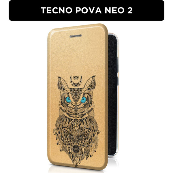 Чехол-книжка на Tecno Pova Neo 2 / Текно Пова Нео 2 с рисунком "Сова с ...