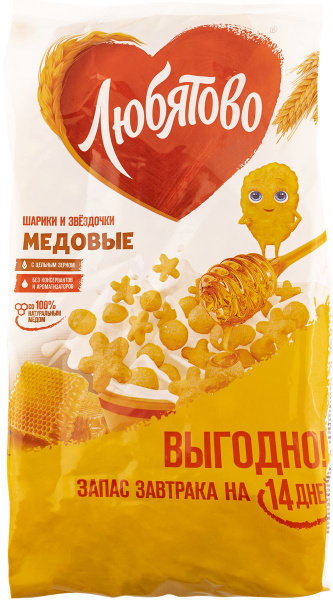 Готовый завтрак Любятово медовые шарики звездочки Келлогг Рус м/у, 420 ...