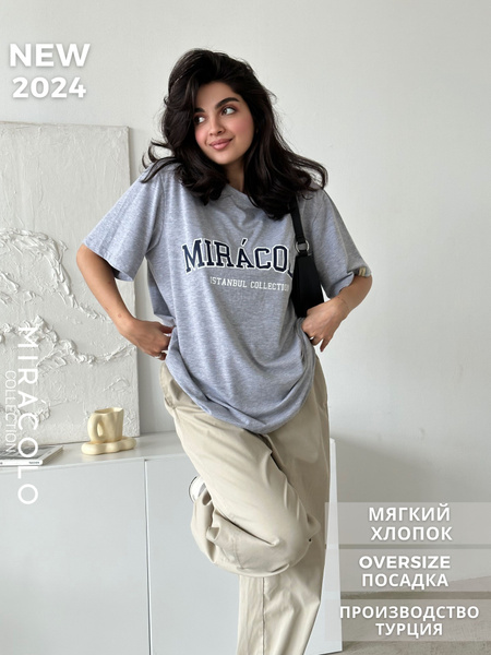 Футболка MIRACOLO, размер 42, 44, цвет серый, синий, Хлопок 90% ...