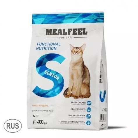 Mealfeel Корм сухой для кошек старше 7 лет, с курицей и индейкой ...