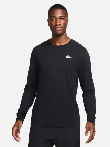 Nike Mens M NSW Club TEE-LS Black/White Medium