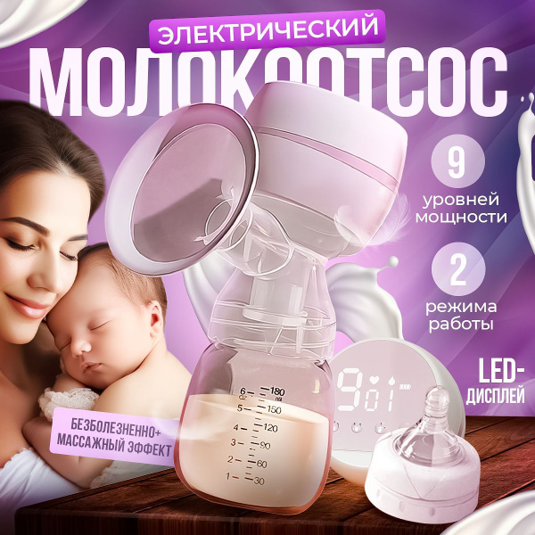 Молокоотсос электрический беспроводной двухфазный портативный с ...