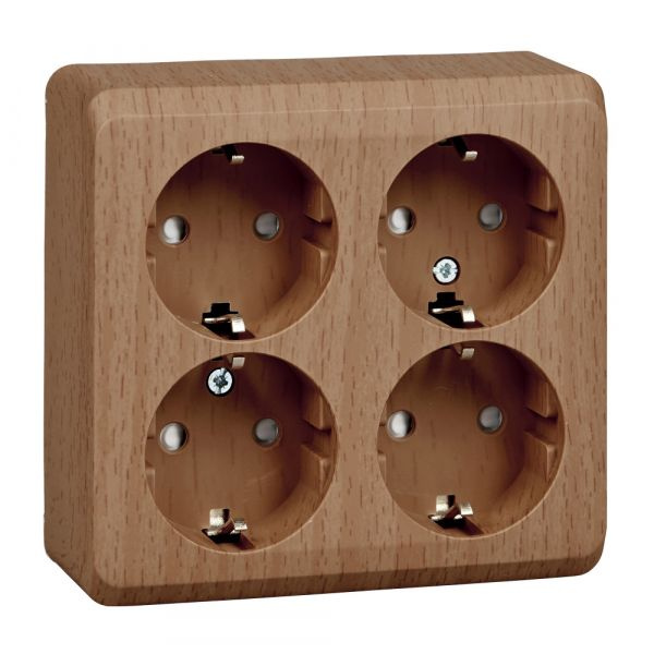 Systeme Electric Этюд наружная / Дача, Бук, Розетка 4-ая с заземлением ...