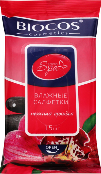 Салфетки влажные BIOCOS SPA Aroma Нежная орхидея, 15шт, Россия - 10 уп ...
