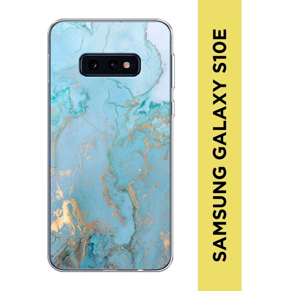 Силиконовый чехол на Samsung Galaxy S10E / Самсунг S10E "Голубой мрамор ...