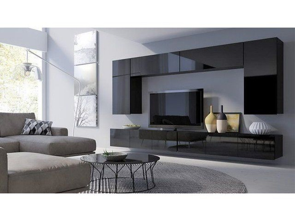 Гостиная Порту 13 черный фасад черный глянец купить по выгодной цене в ...