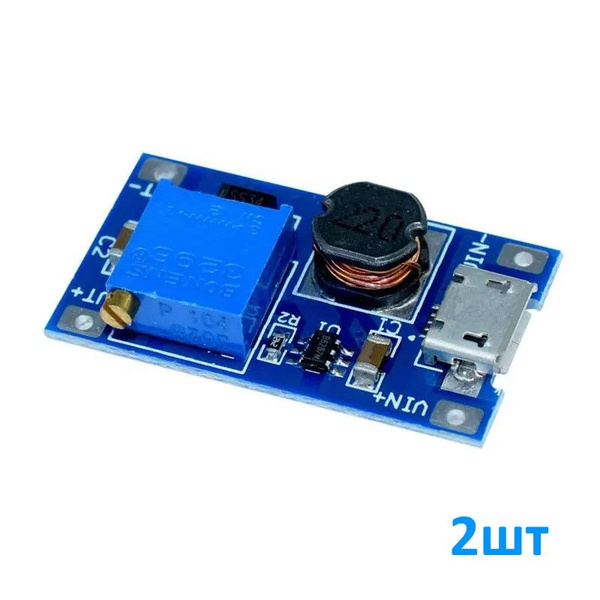 MT3608 Micro-USB Boost DC-DC 2-24V to 5-28V 2A, Повышающий DC-DC ...
