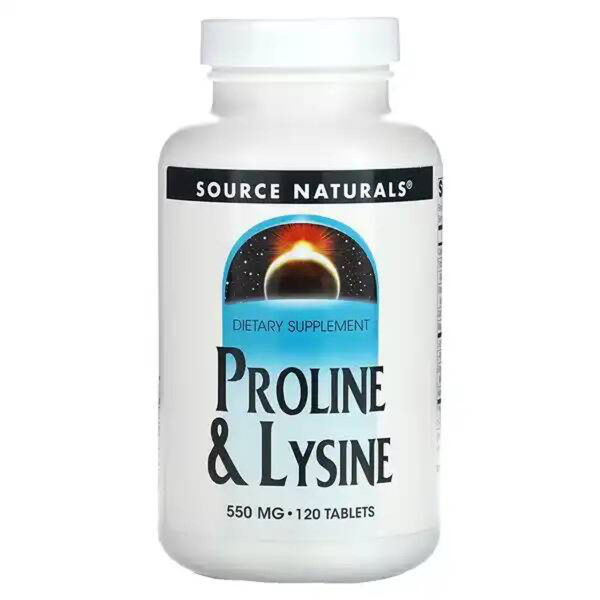 L-пролин и L-лизин пищевая добавка Source Naturals, 550 мг ...