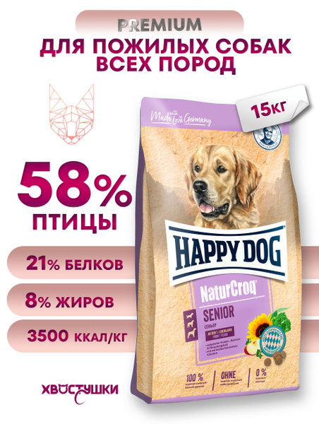 Корм Happy Dog NaturCroq Senior для пожилых собак всех пород 15кг ...