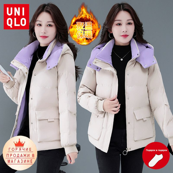 Пальто Uniqlo, Еврозима, размер 56, цвет белый, Стрейч-коттон - купить ...