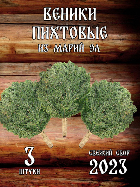 Пихтовые веники для бани из Марий Эл с ручкой из джута в коробке 3 ...