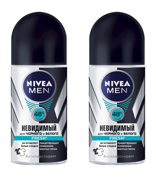NIVEA Дезодорант-Шарик мужской FRESH Невидимый для черного и белого, 50 ...