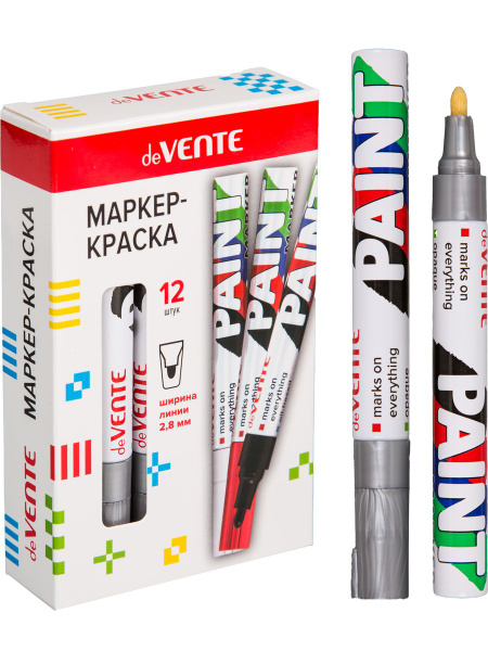 Маркер-краска "deVENTE" круглый алюминиевый корпус, с клипом, нитро ...