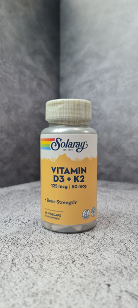 Solaray Vitamin D3 + K2, 60 veg caps Витамины Соларэй Д3 и К2, 60 ...