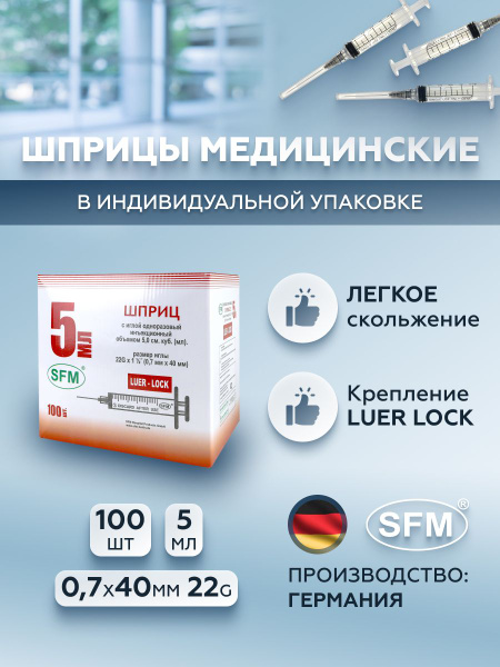 SFM Hospital Products GmbH, Шприц трехкомпонентный одноразовый ...