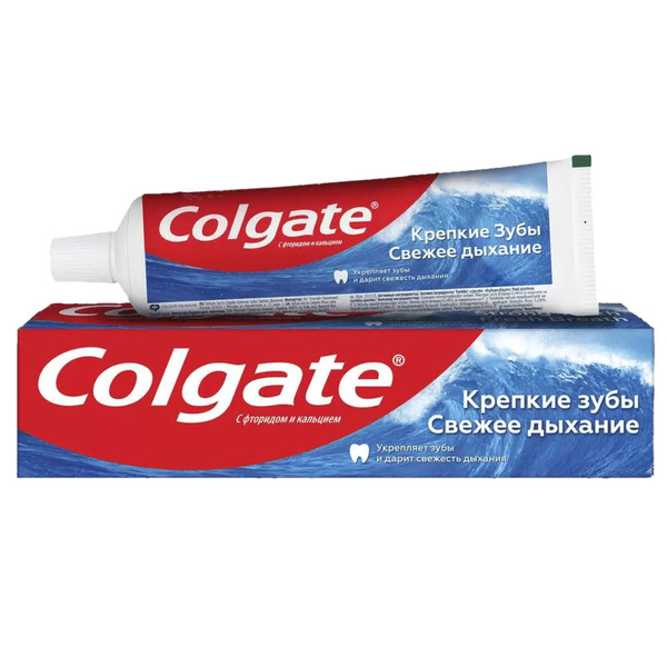 Зубная паста COLGATE Крепкие зубы и свежее дыхание с фтором и кальцием ...