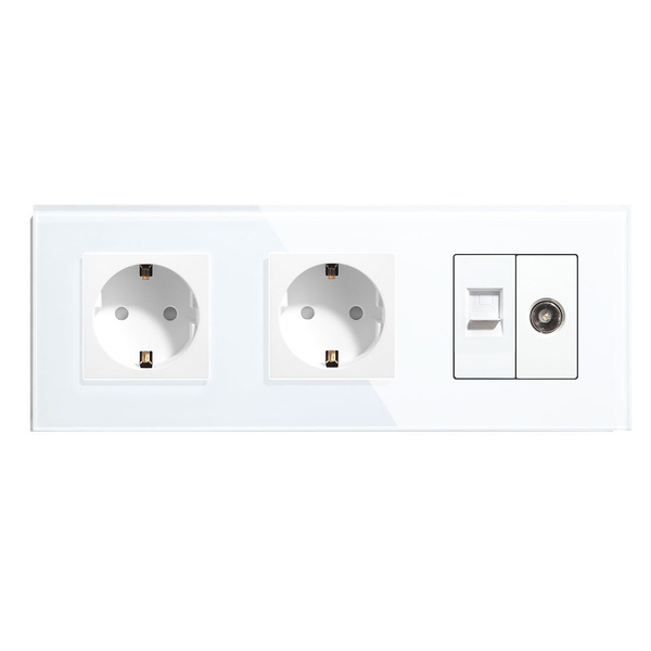 Розетка электрическая 3 поста 220В +Розетка ТВ-Компьютер RJ-45 CAT6 ...