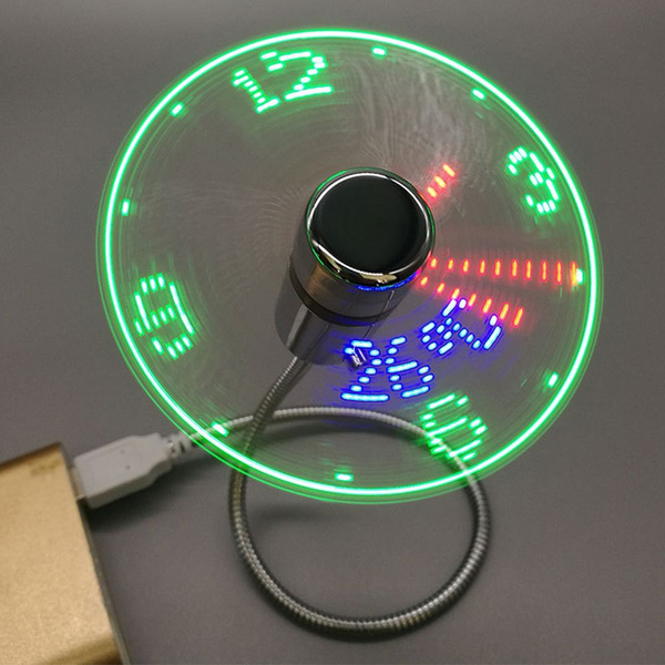 Бесшумный небольшой вентилятор USB, удобный в переноске, часы с ...