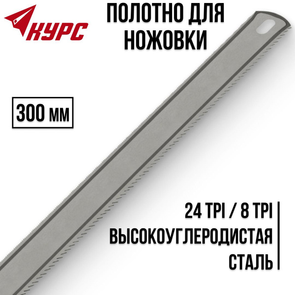 Полотно для ножовки по металлу дереву пластику 300 х 24 мм широкое ...