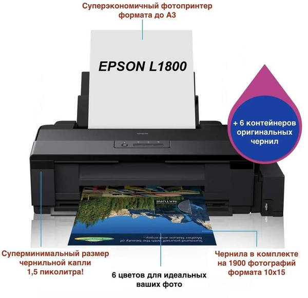 Принтер Epson L1800, Цветной печать, купить по низкой цене: отзывы ...