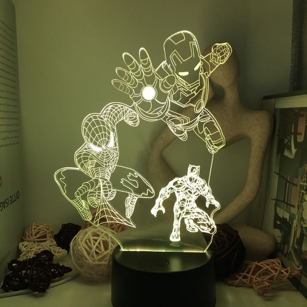 Купить 3D лампа-ночник, Креативный Человек-Паук, 16 цветов, пульт ...