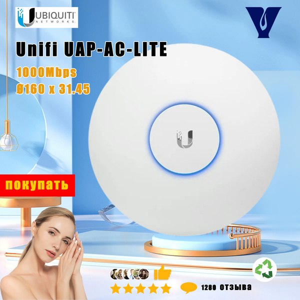 Роутер UBIQUITI Роутер UAP-AC-LITE, белый, 2.4 ГГц, 5 ГГц купить по ...