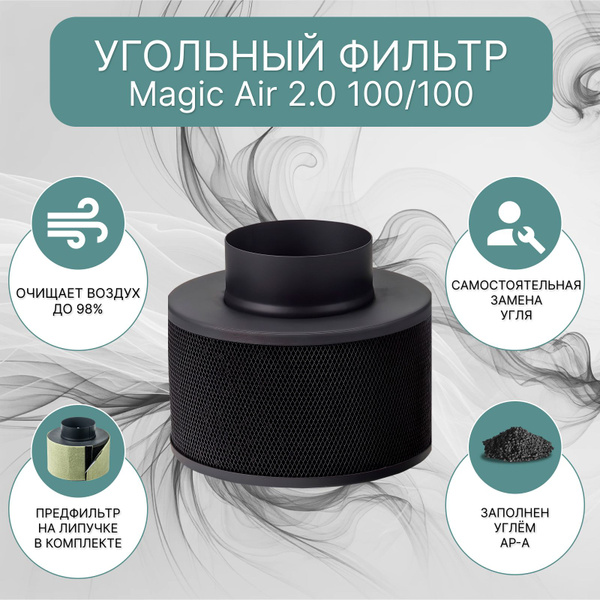 Magic Air 2.0 100/100 угольный фильтр для очистки воздуха в гроубоксе ...