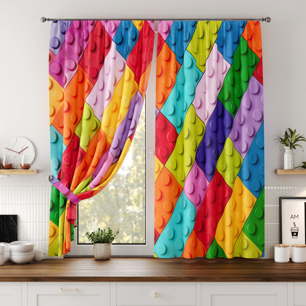 Шторы на кухню короткие с рисунком 150х180 см 2 шт купить на OZON по ...