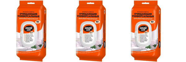 Салфетки влажные House Lux Антибактериальные 6 in 1, 80 шт х 3уп ...