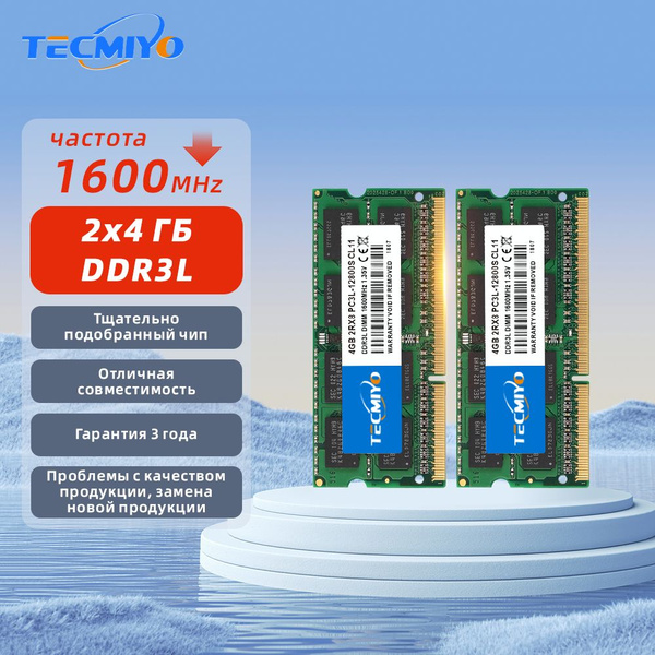 Модуль оперативной памяти TECMIYO DDR3L 16GB(2x8GB) 1600MHz SODIMM4 ГБ ...