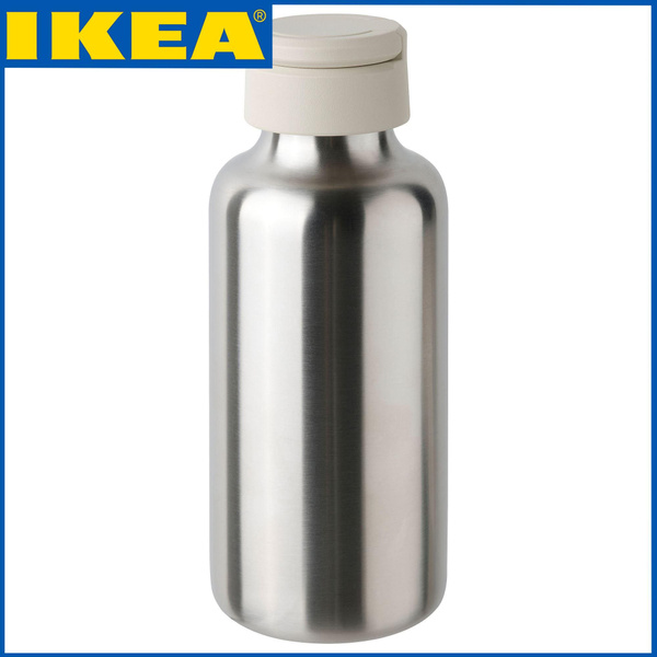 Бутылка для воды IKEA(ИКЕА), нержавеющая сталь, бежевая, с крышкой, 0,5 ...