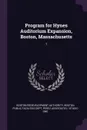 Program for Hynes Auditorium Expansion, Boston, Massachusetts. 1 - Boston Redevelopment Authority, Perez Associates / Studio One