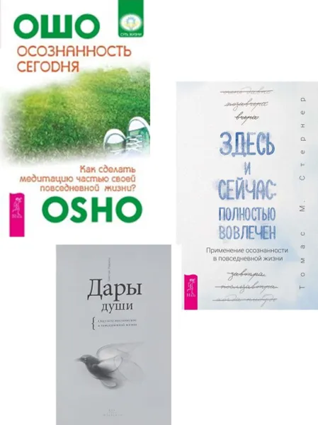 Обложка книги Здесь и сейчас + Дары души + Осознанность сегодня , Стернер Томас М., Родригес Констанция, Ошо