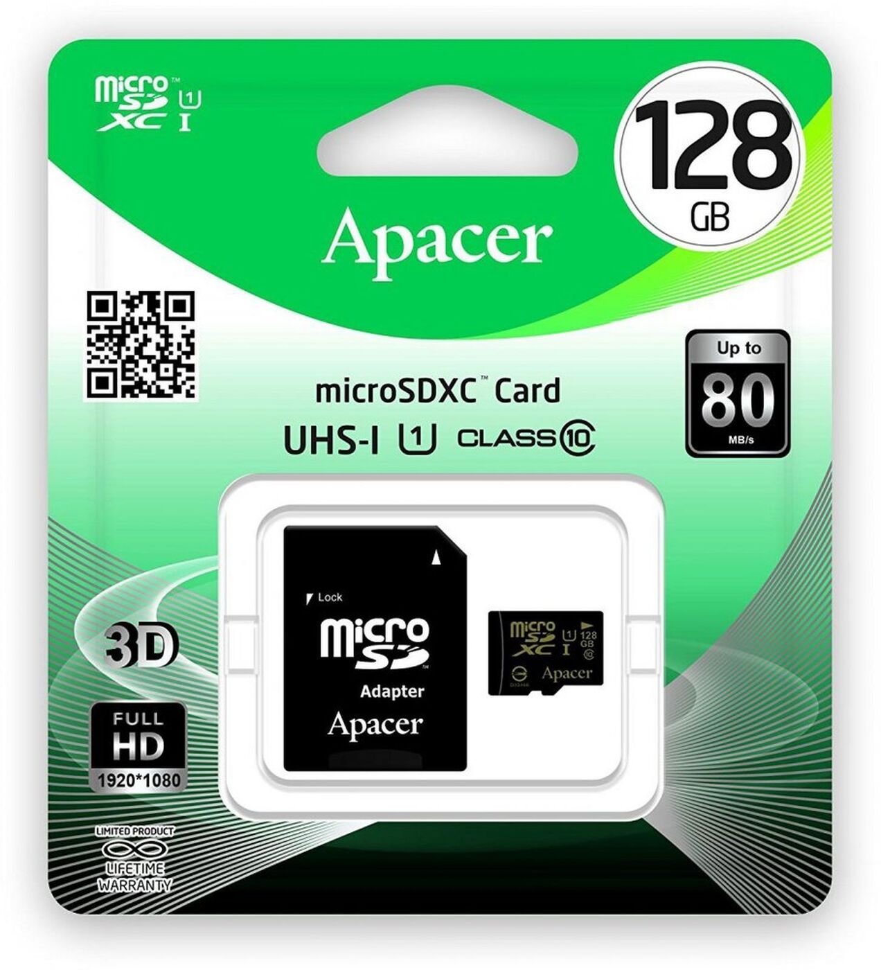 фото Карта памяти Apacer, microSDHC, 128GB, AP128GMCSX10U1-R