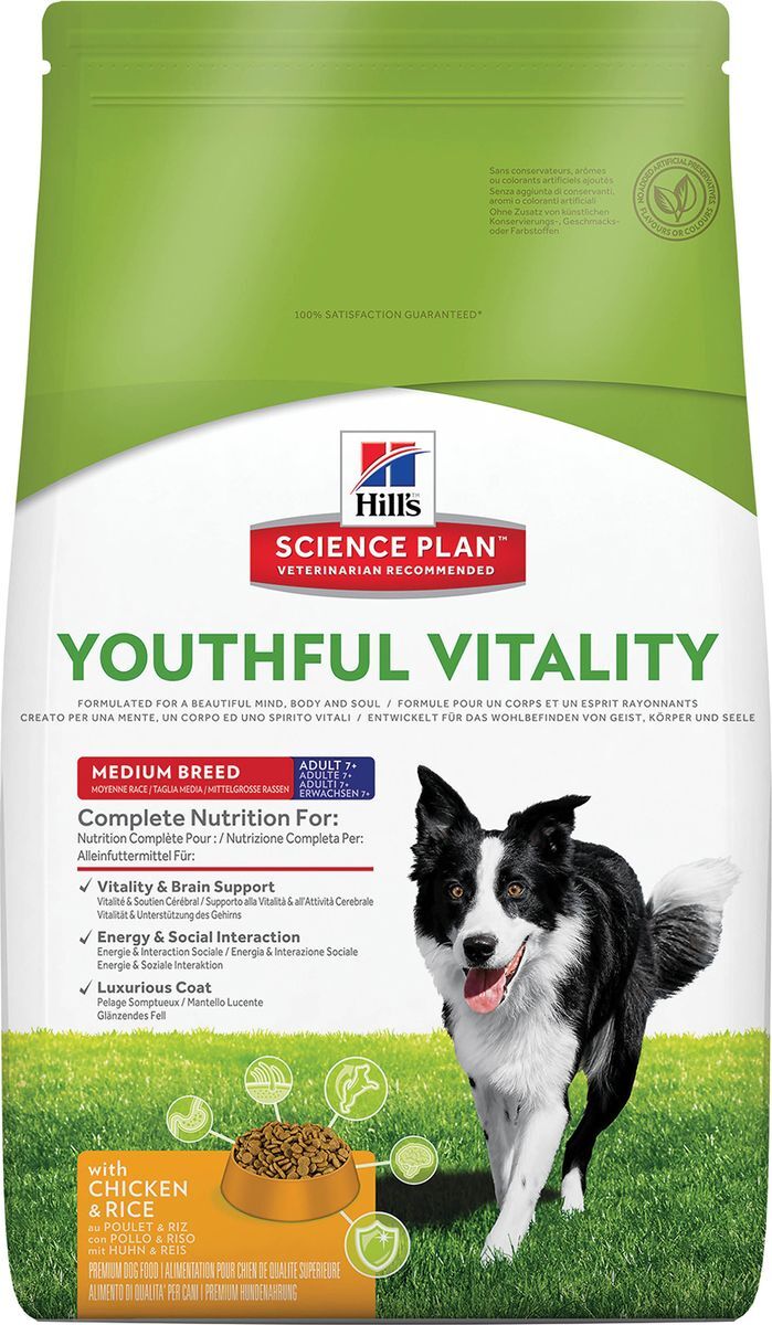 фото Корм сухой Hill's Science Plan Youthful Vitality Medium Breed для собак средних пород старше 7 лет, с курицей и рисом, 10 кг