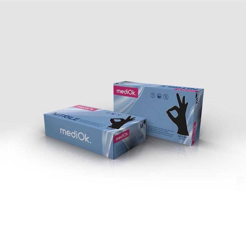 Перчатки медицинские mediOK, 100 шт, S, черный — купить в интернет ...