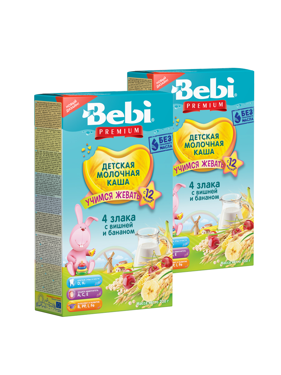 Каша 4 злака с вишней и бананом bebi premium